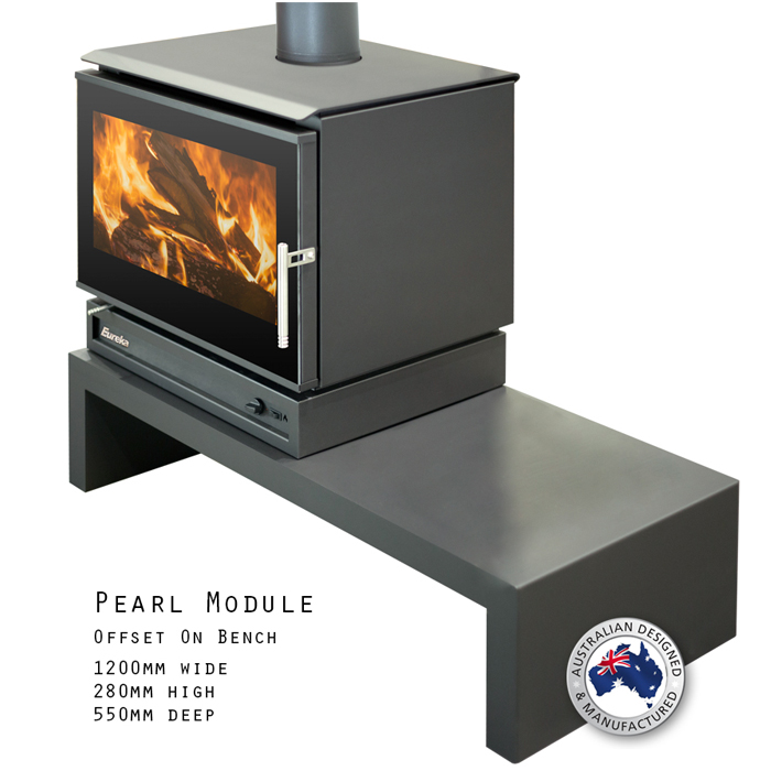 Wood Heater Eureka Pearl Modular Heats up to 260m2 (Bench additional)