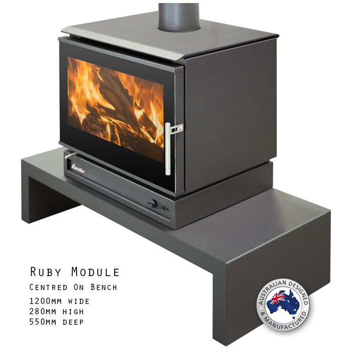 Wood Heater Eureka Ruby Modular Heats up to 330m2 (Bench additional)